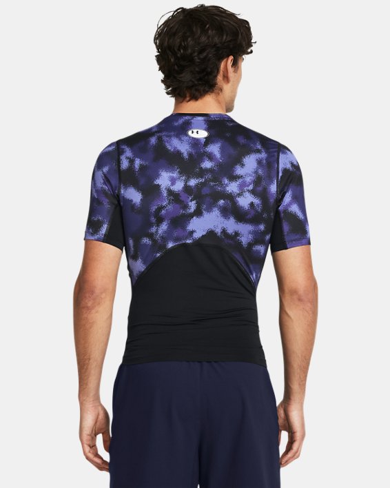 Men's HeatGear® Printed Short Sleeve, Purple, pdpMainDesktop image number 1